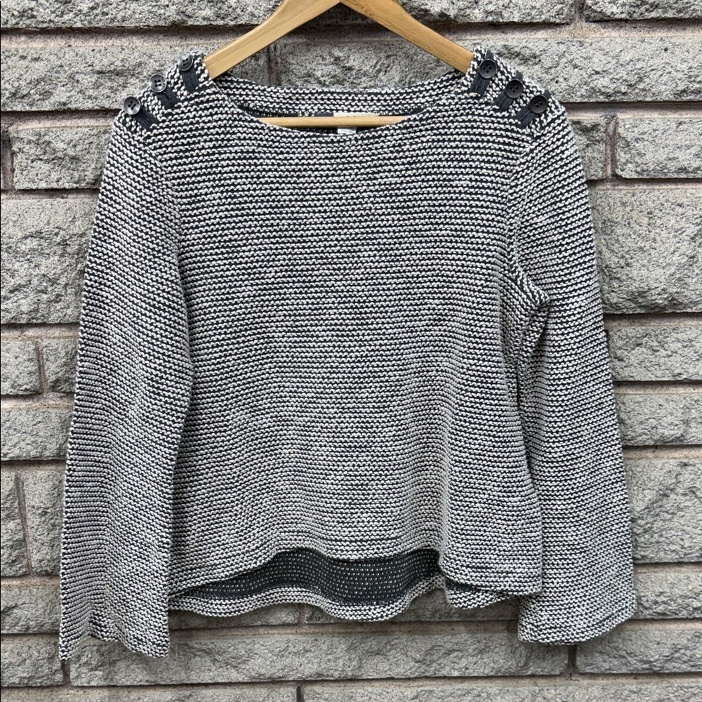 Roxy Monochrome Knit Sweater with Button Accents